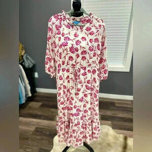 Draper James RSVP Women's Maxi Dress Large Pink Floral Cottagecore Boho NWT